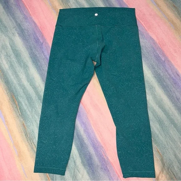Lululemon Wunder Train high rise crop 23” Crunch Teal Lagoon size 14 - Picture 6 of 7